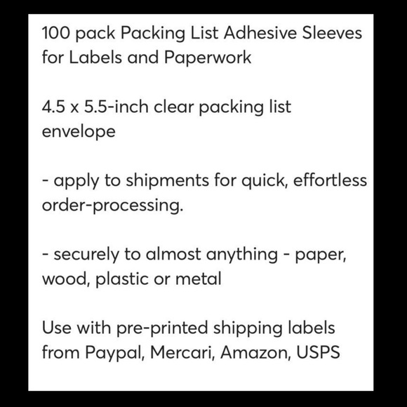 100 4.5x5.5 Packing List Shipping Sleeve Labels Pouch Small - Picture 4 of 7